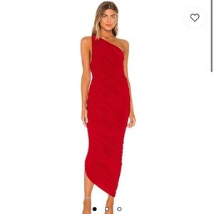 Red Revolve Dress with attached body suit lining. Pull on style
